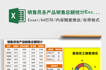 2025销售员各产品销售总额统计Excel模板
