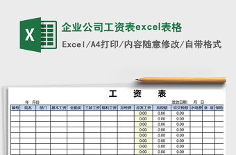 企业公司工资表excel表格