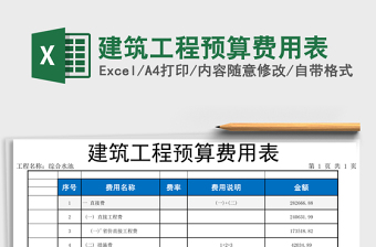 建筑工程预算费用表