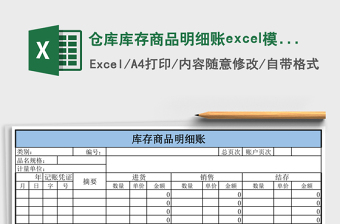 仓库库存商品明细账excel模版