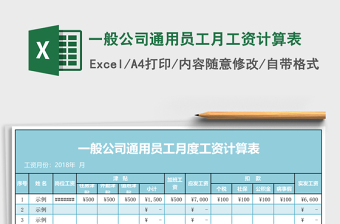 一般公司通用员工月工资计算表