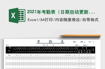 2025年考勤表（日期自动更新，自动统计）