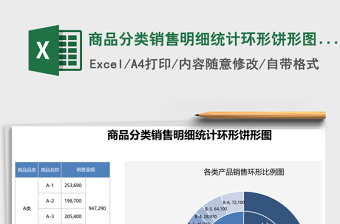 商品分类销售明细统计环形饼形图excel模板