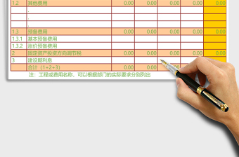 固定资产投资估算表