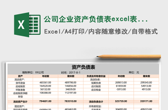 公司企业资产负债表excel表格模板
