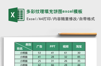 多彩纹理填充饼图excel表格下载