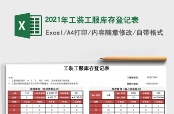 2025年工装工服库存登记表