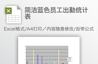 简洁蓝色员工出勤统计表