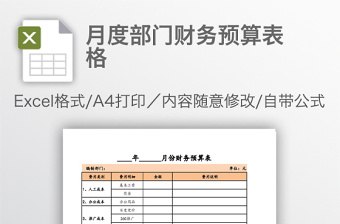 月度部门财务预算表格免费下载