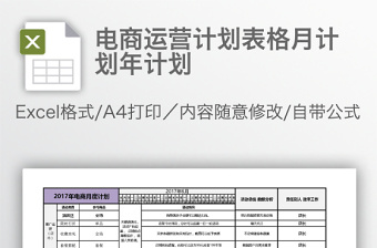 电商运营计划表格月计划年计划免费下载