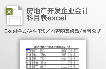 实用房地产开发企业会计科目表excel