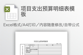 项目支出预算明细表模板免费下载