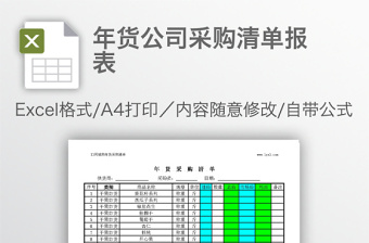 年货公司采购清单报表