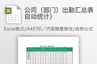 公司（部门）出勤汇总表（自动统计）免费下载